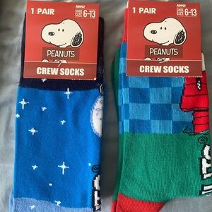 Peanuts Snoopy Crew Socks - Blue and Green